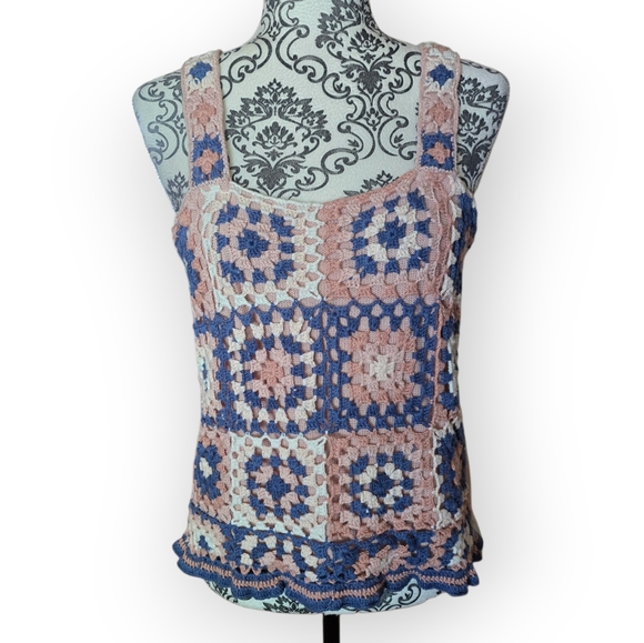 Dex Granny Square Crotched Tank Top Size Medium - Picture 2 of 11